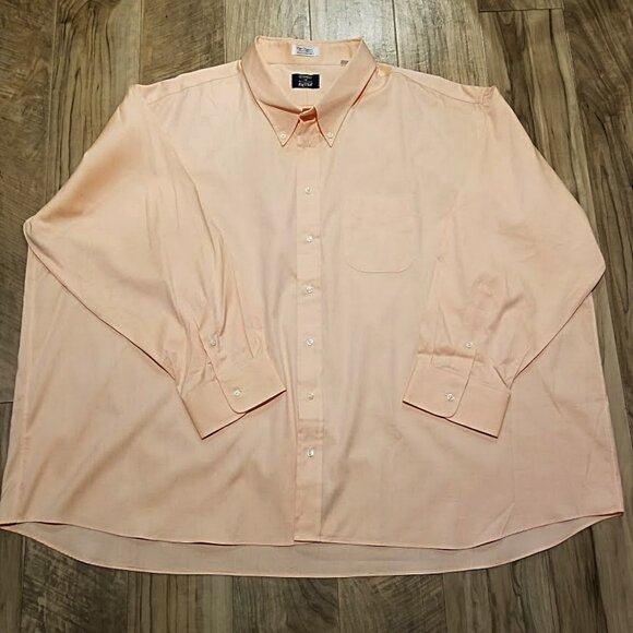 NEW Gitman Bros Mens Long Sleeve Button Down Shirt 22/35 Big & Tall Peach Oxford - Picture 2 of 6